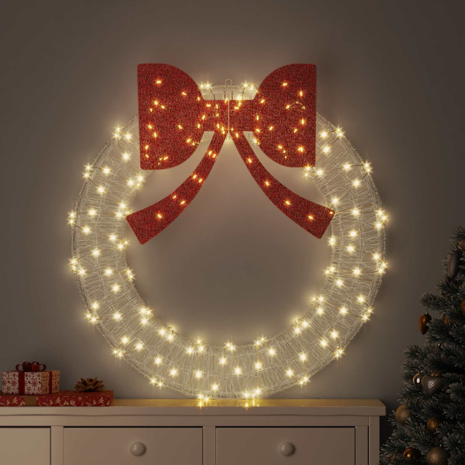 vidaXL Венец 150 LED светодиода Топло бяло 120 cm Акрил
