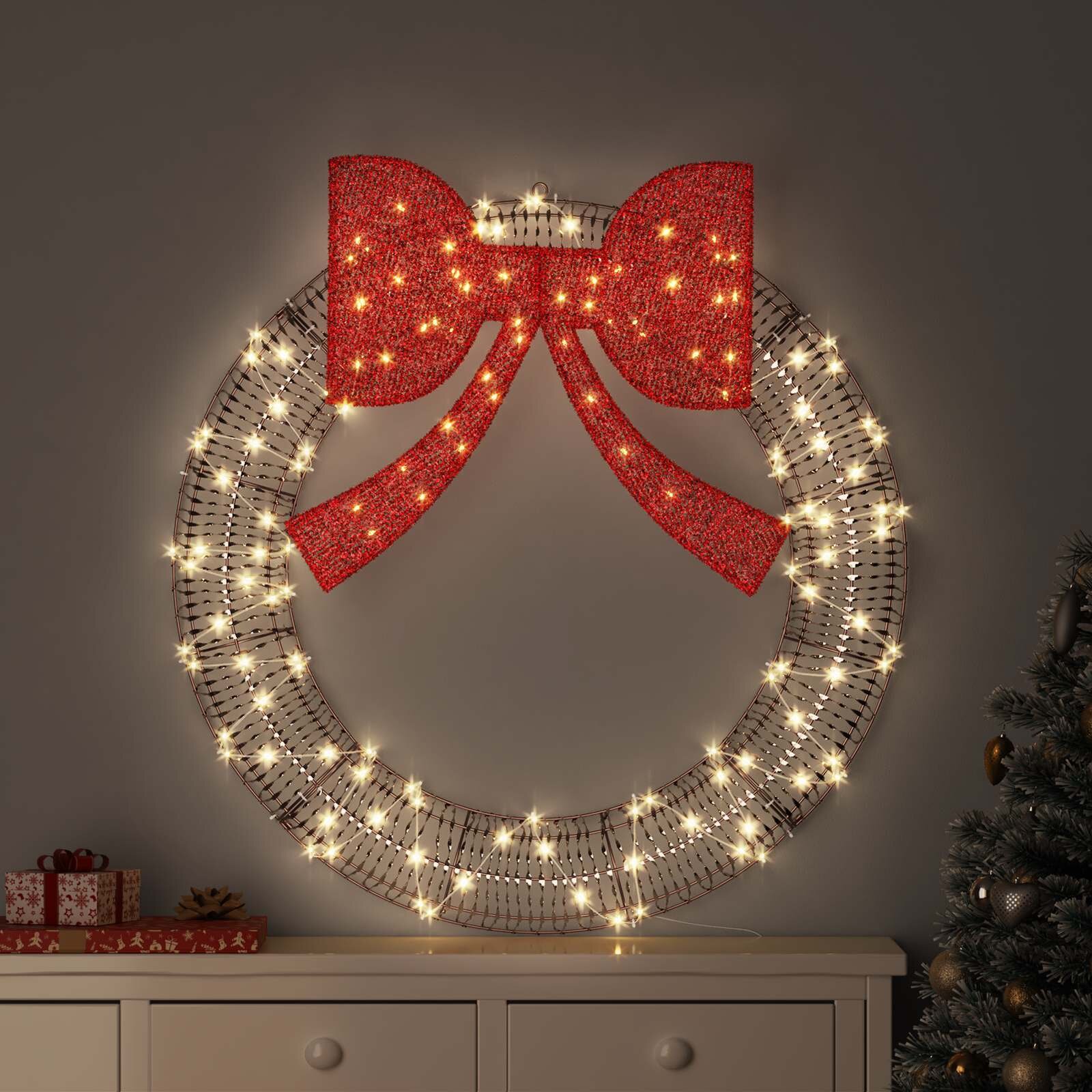 vidaXL Венец 150 LED светодиода Топло бяло 121 x 121 x 10 см PET