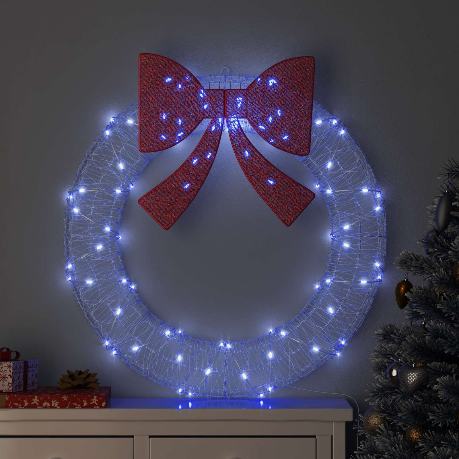 vidaXL Венец 80 LED светодиода Синьо 92 x 92 x 95 см Акрил