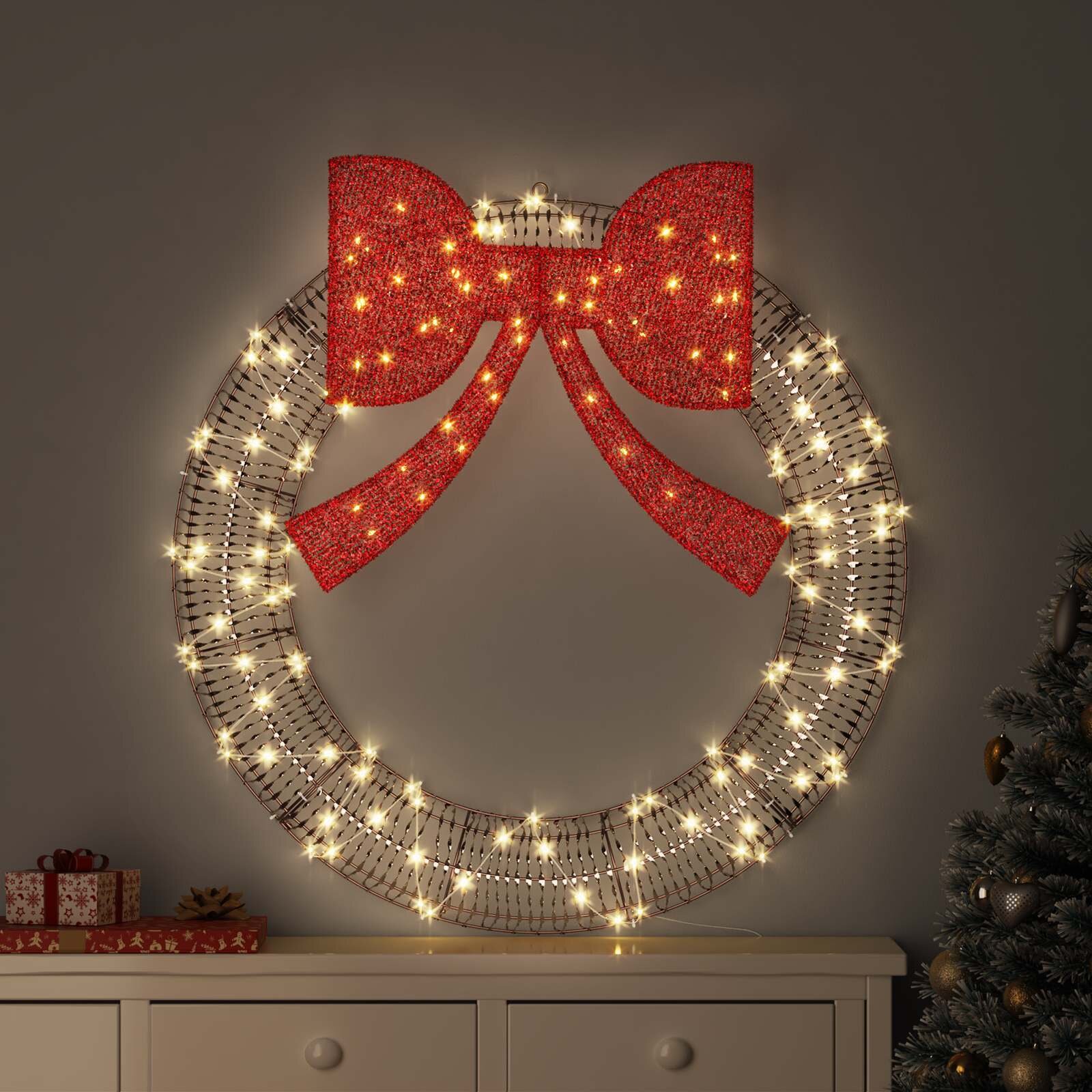 vidaXL Венец 80 LED светодиода Топло бяло 91 x 91 x 9 см PET