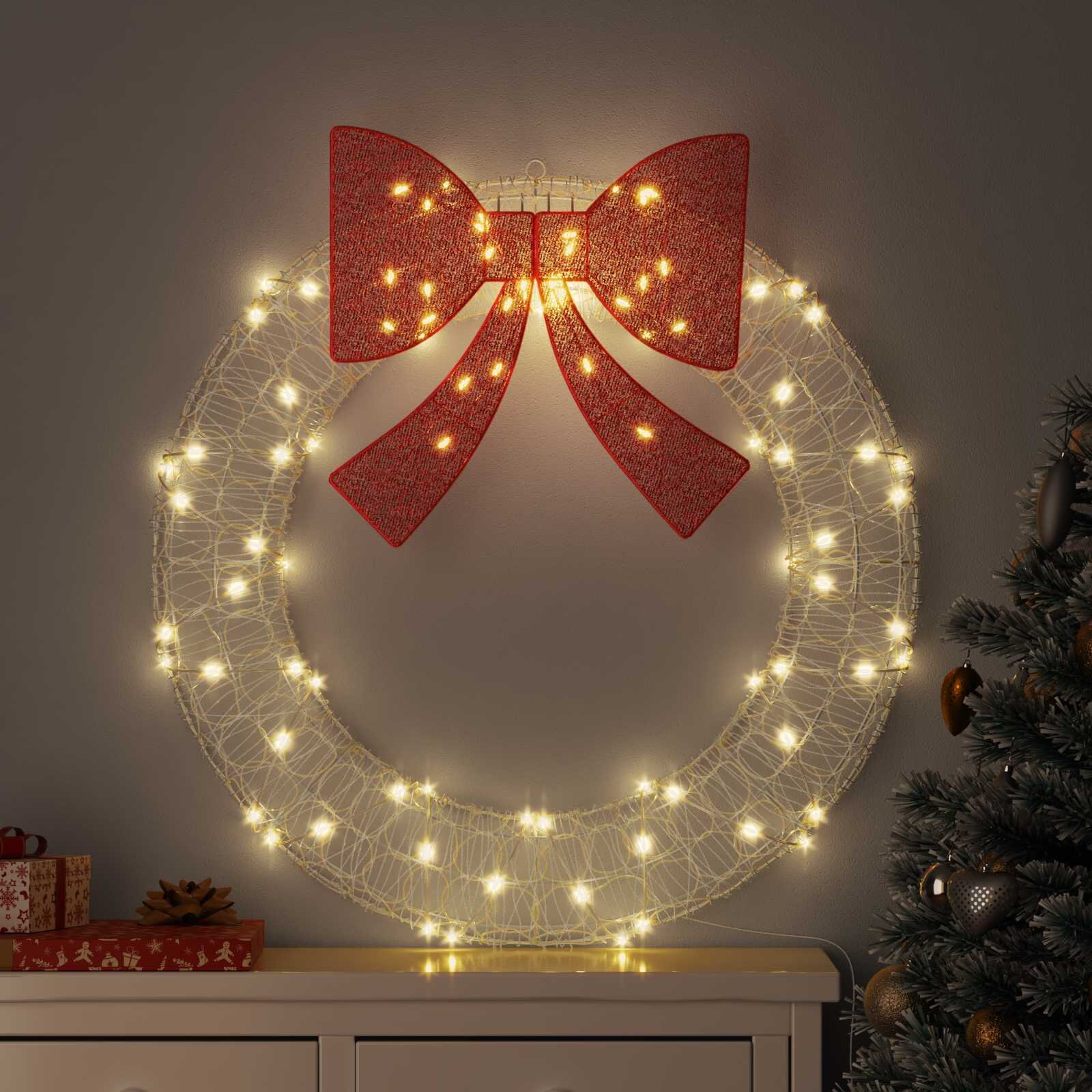 vidaXL Венец 80 LED светодиода Топло бяло 92 x 92 x 95 см Акрил