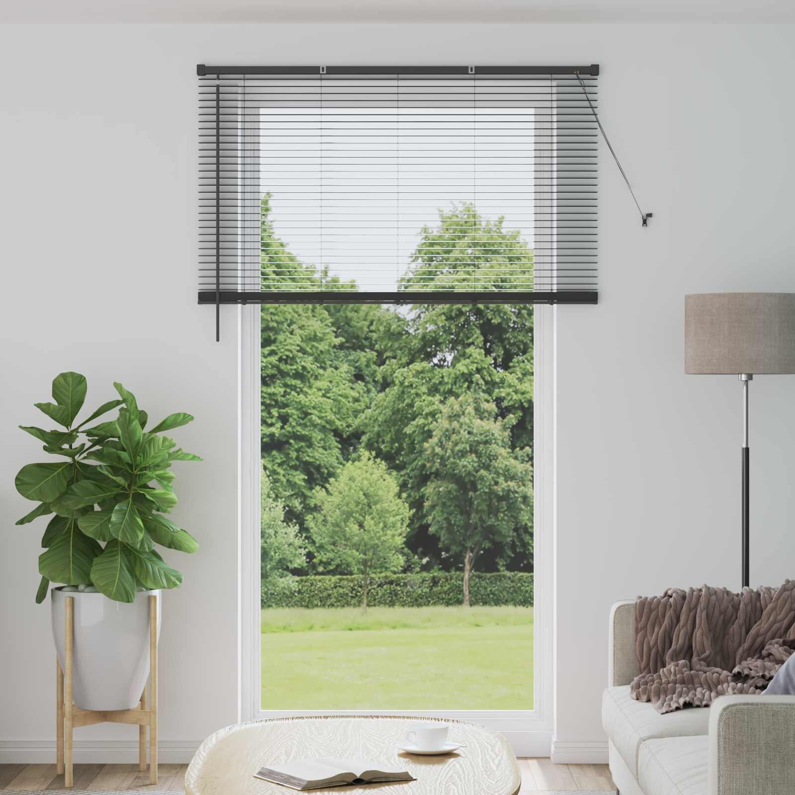 vidaXL Венецианска щора Сребристо сиво 213 x 140 см 25 mm ПВЦ