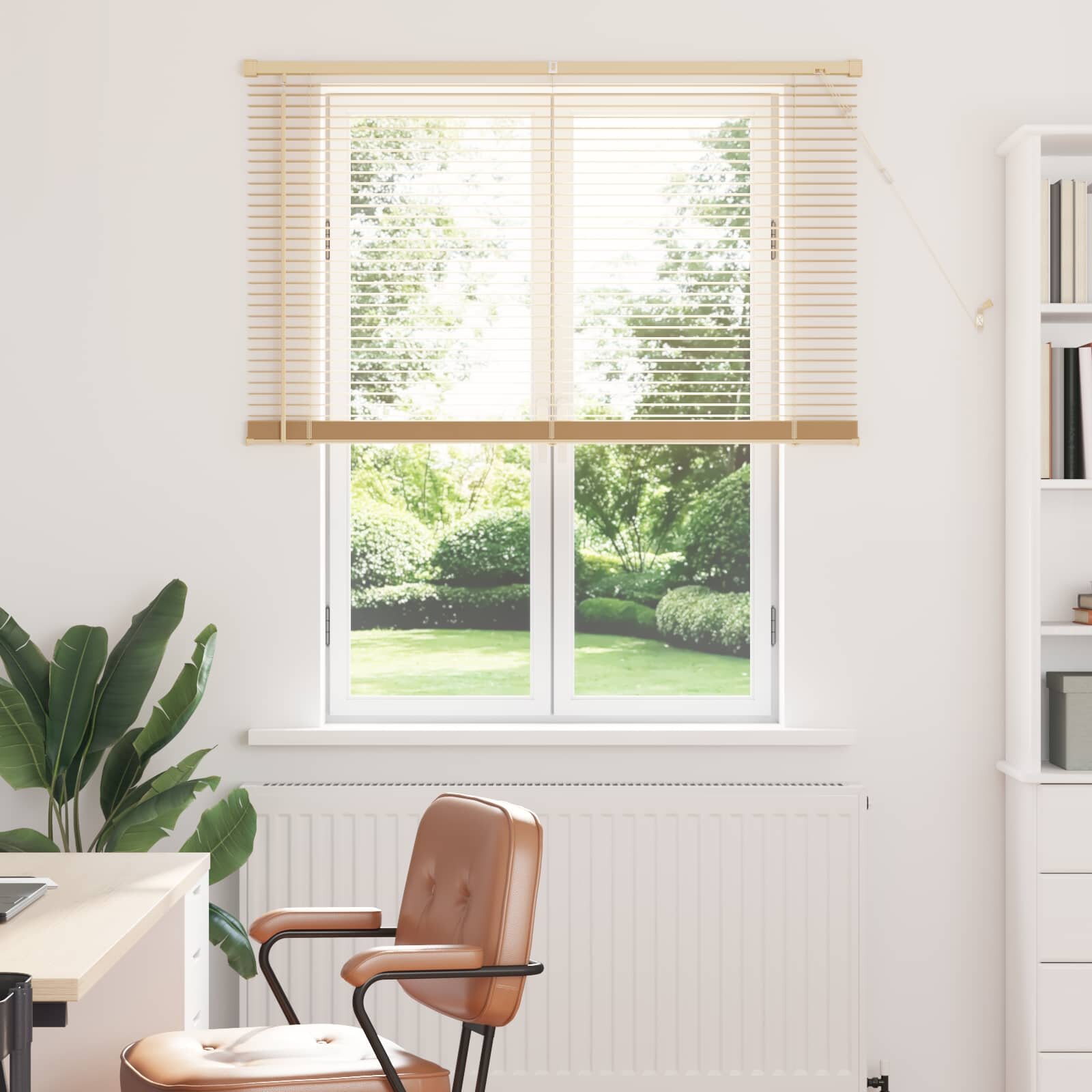 vidaXL Венецианска щора Светло кафяво с шарка 150 x 120 cm 25 mm ПВЦ
