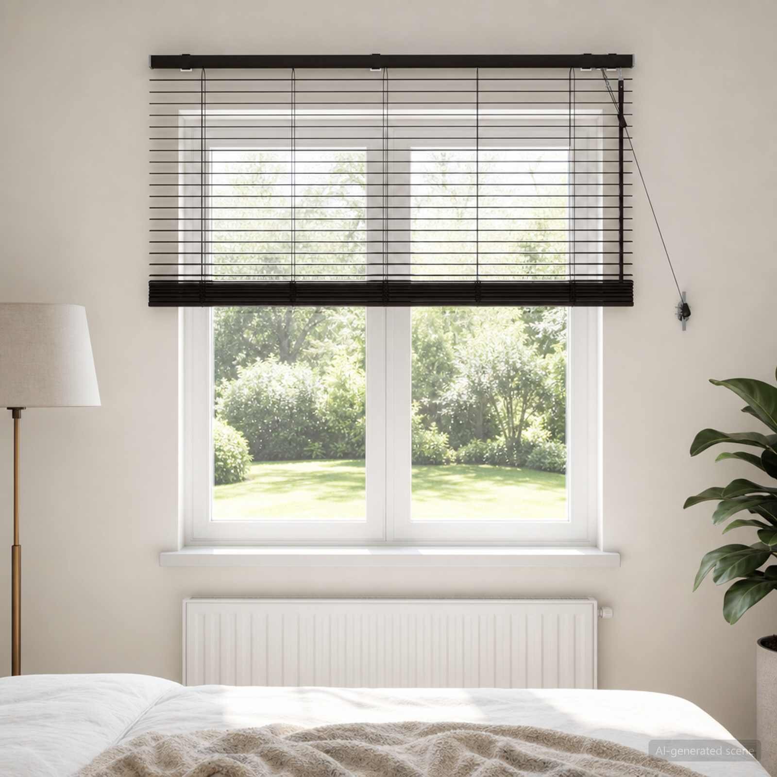 vidaXL Венецианска щора Тъмен кафяв 130 x 130 cm 35 mm