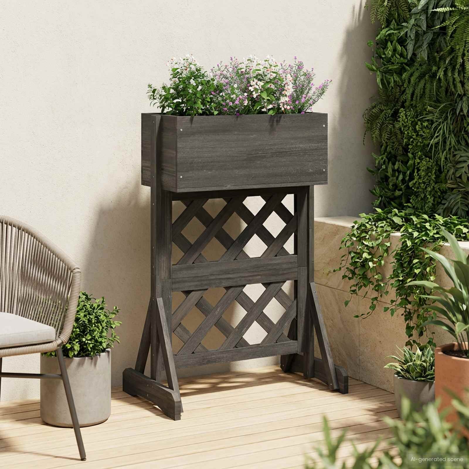 vidaXL Вертикална градинска решетката Сиво 48 x 30 x 705 см