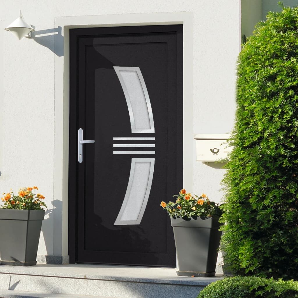 vidaXL Входна врата антрацит 108x200 см PVC