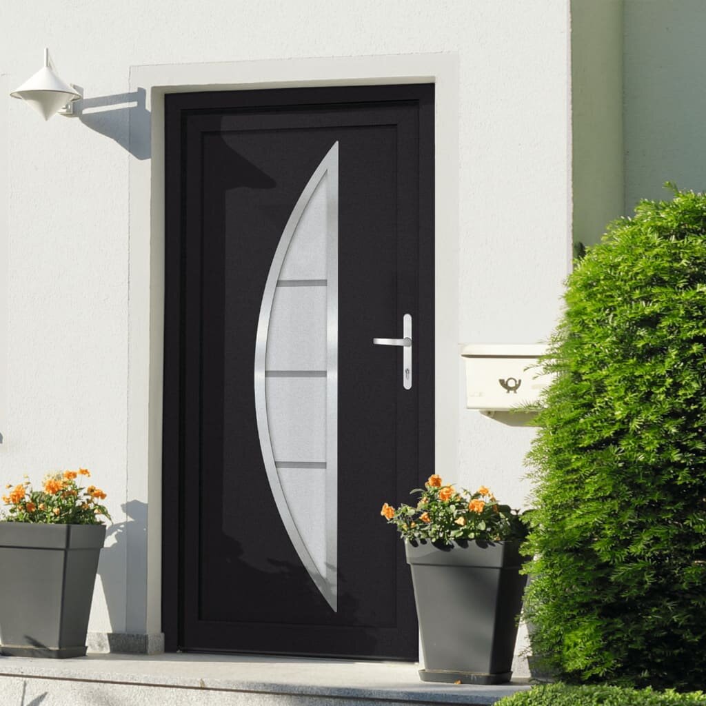 vidaXL Входна врата антрацит 108x208 см PVC
