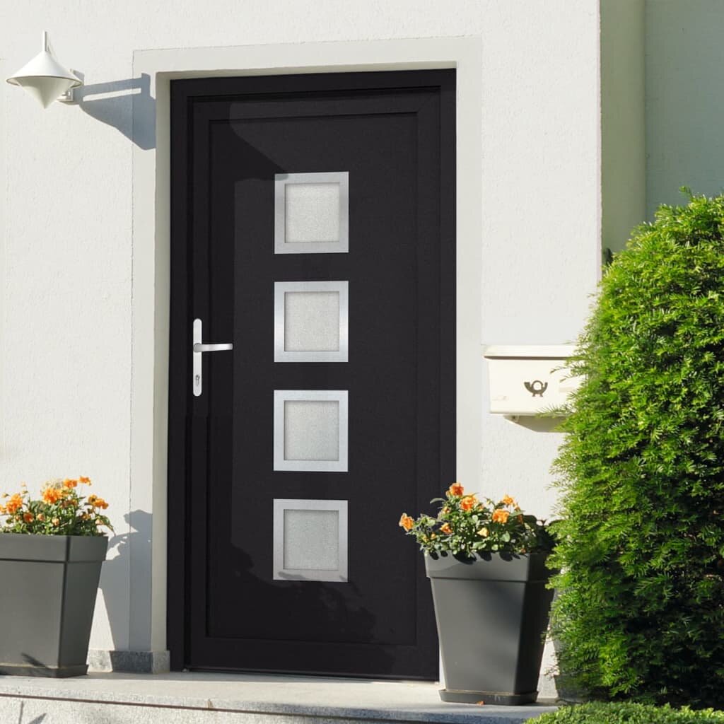 vidaXL Входна врата антрацит 98x190 см PVC