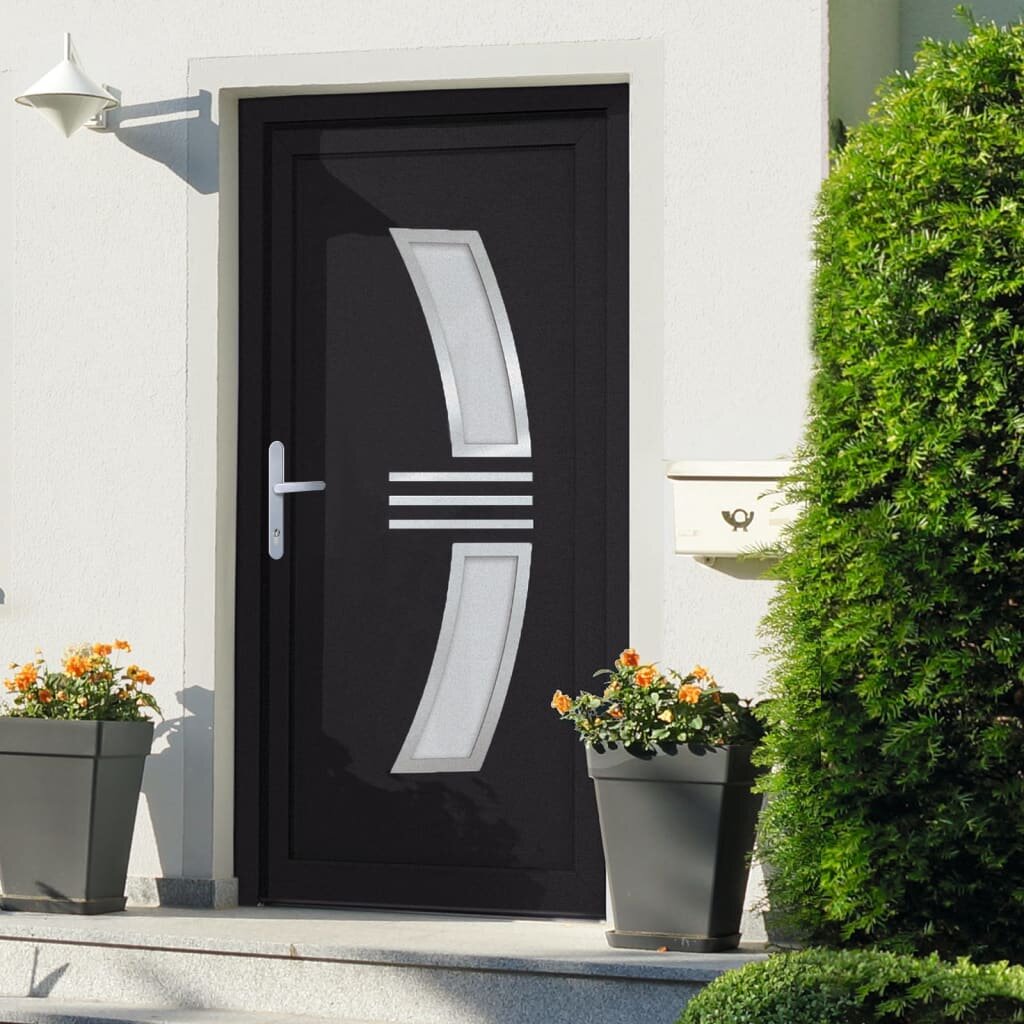 vidaXL Входна врата антрацит 98x200 см PVC