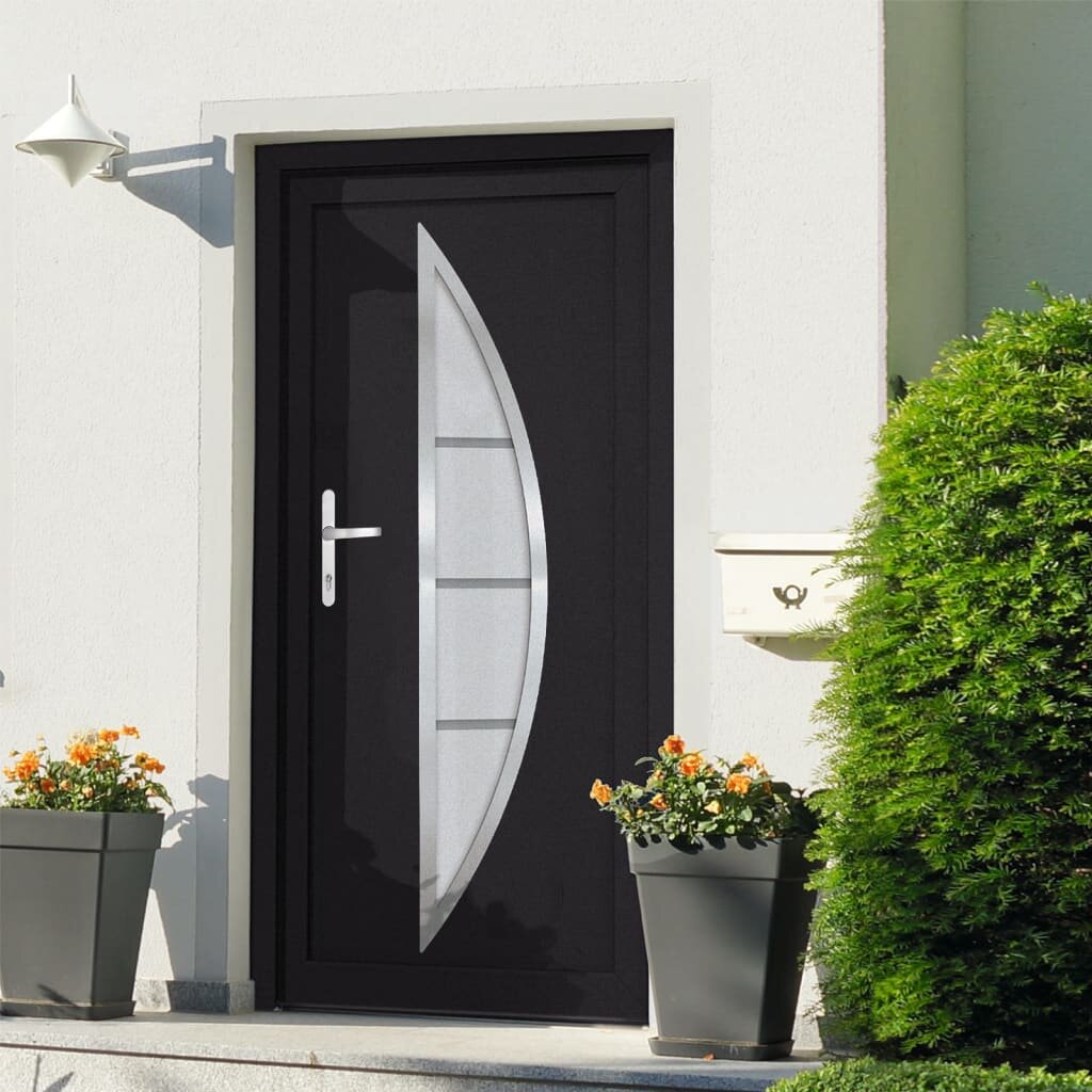 vidaXL Входна врата антрацит 98x208 см PVC