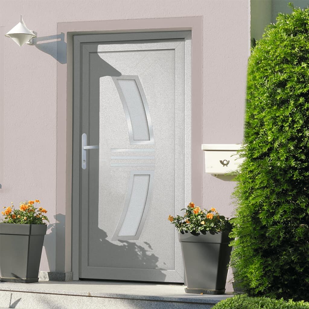 vidaXL Входна врата бяла 98x208 см PVC