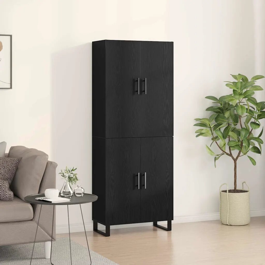 vidaXL Висок шкаф 2 бр. Черен дъб 695 x 34 x 180 см