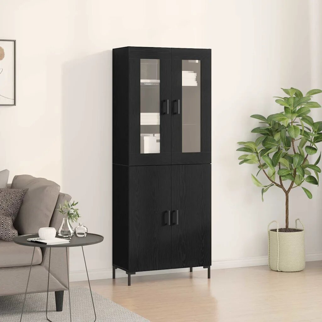 vidaXL Висок шкаф 2 бр. Черен дъб 695 x 34 x 180 см