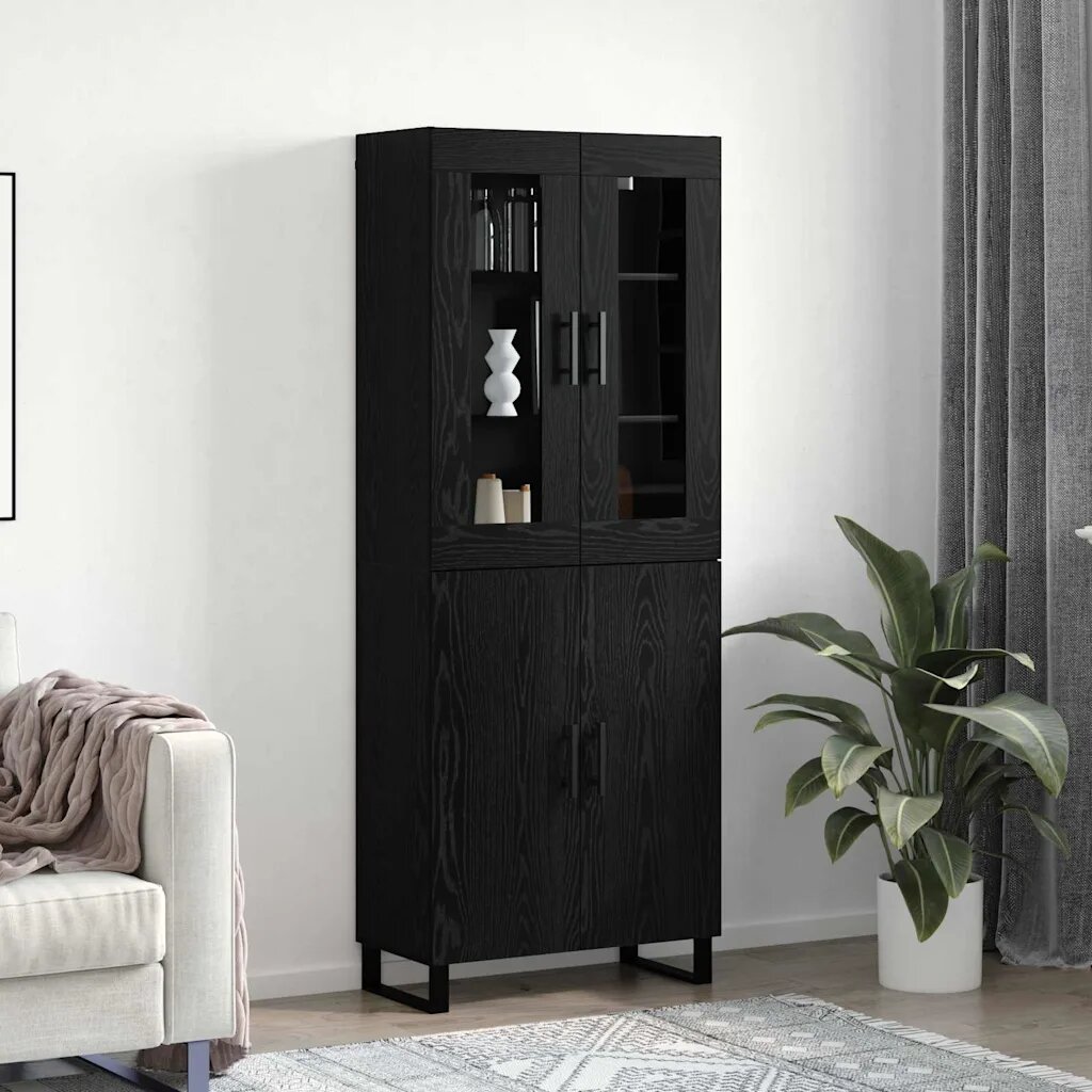 vidaXL Висок шкаф 2 бр. Черен дъб 695 x 34 x 180 см