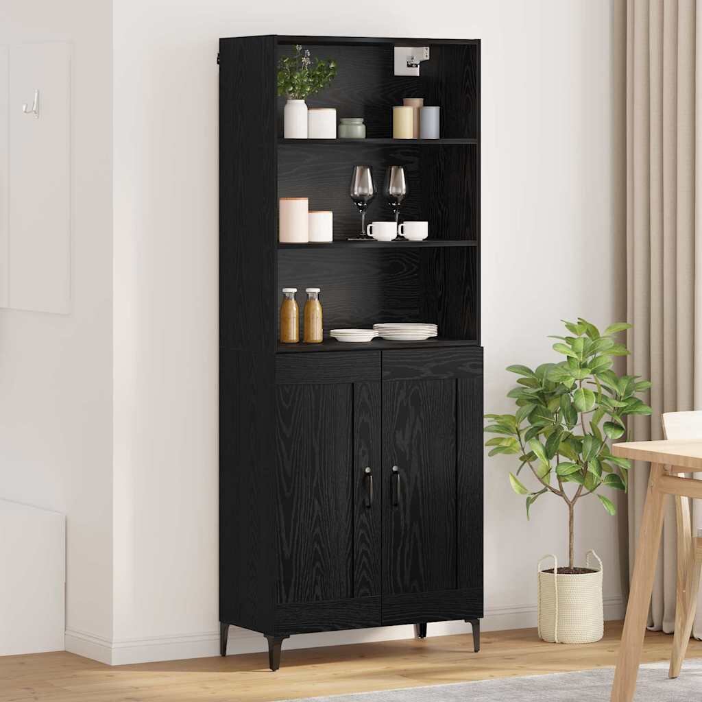 vidaXL Висок шкаф 2 бр. Черен дъб 695 x 34 x 180 см