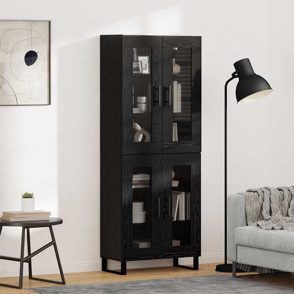 vidaXL Висок шкаф 2 бр. Черния дъб 695 x 34 x 180 см