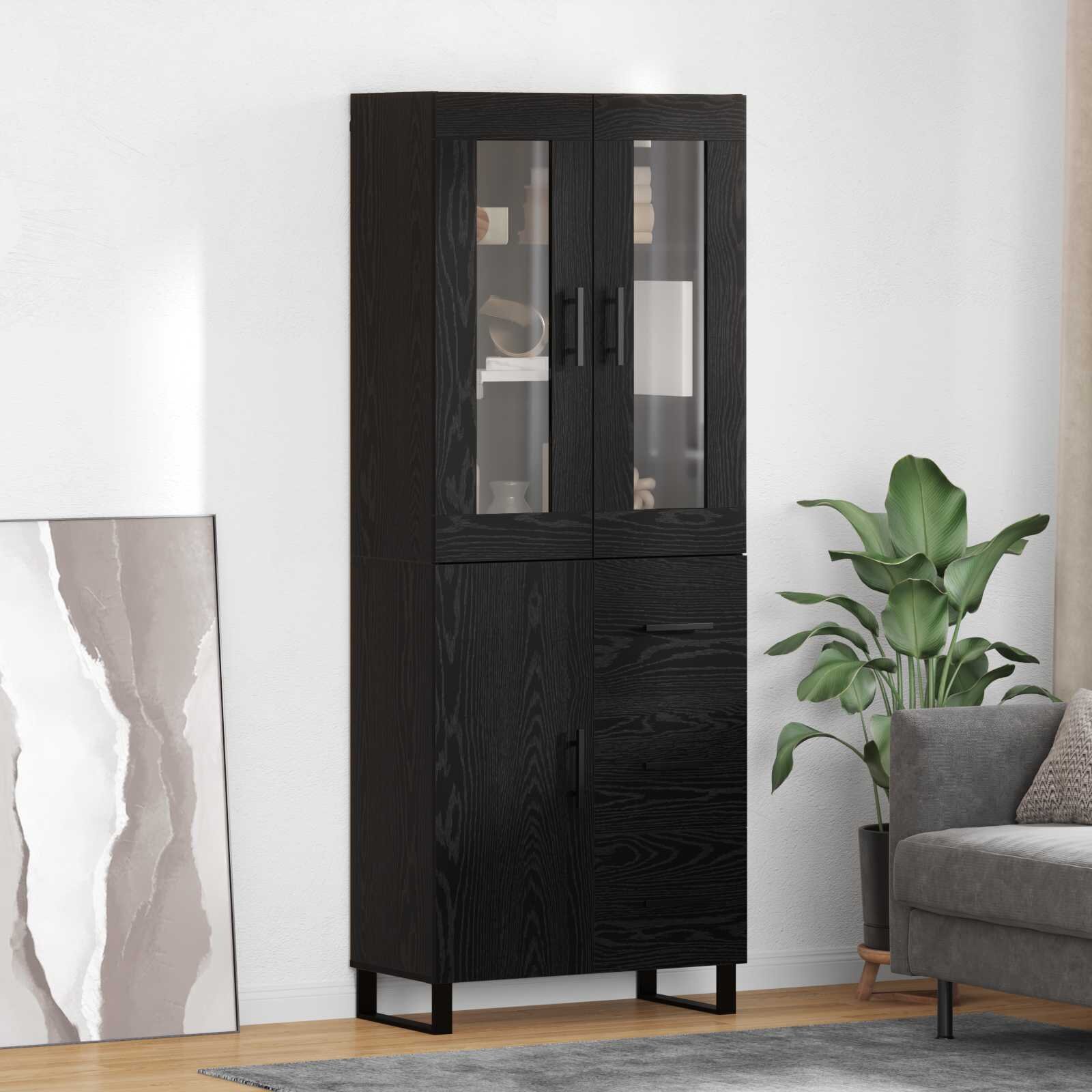 vidaXL Висок шкаф 2 бр. Черния дъб 695 x 34 x 180 см