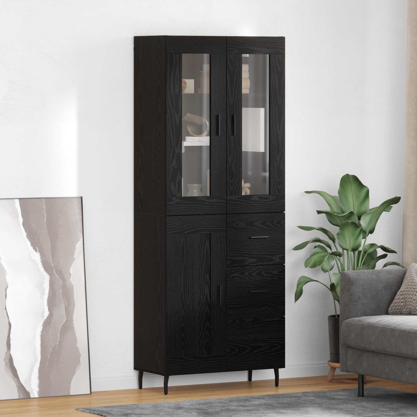vidaXL Висок шкаф 2 бр. Черния дъб 695 x 34 x 180 см