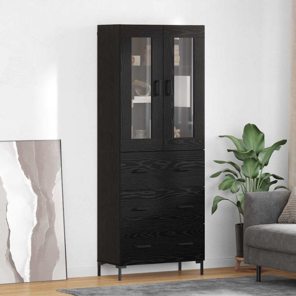 vidaXL Висок шкаф 2 бр. Черния дъб 695 x 34 x 180 см