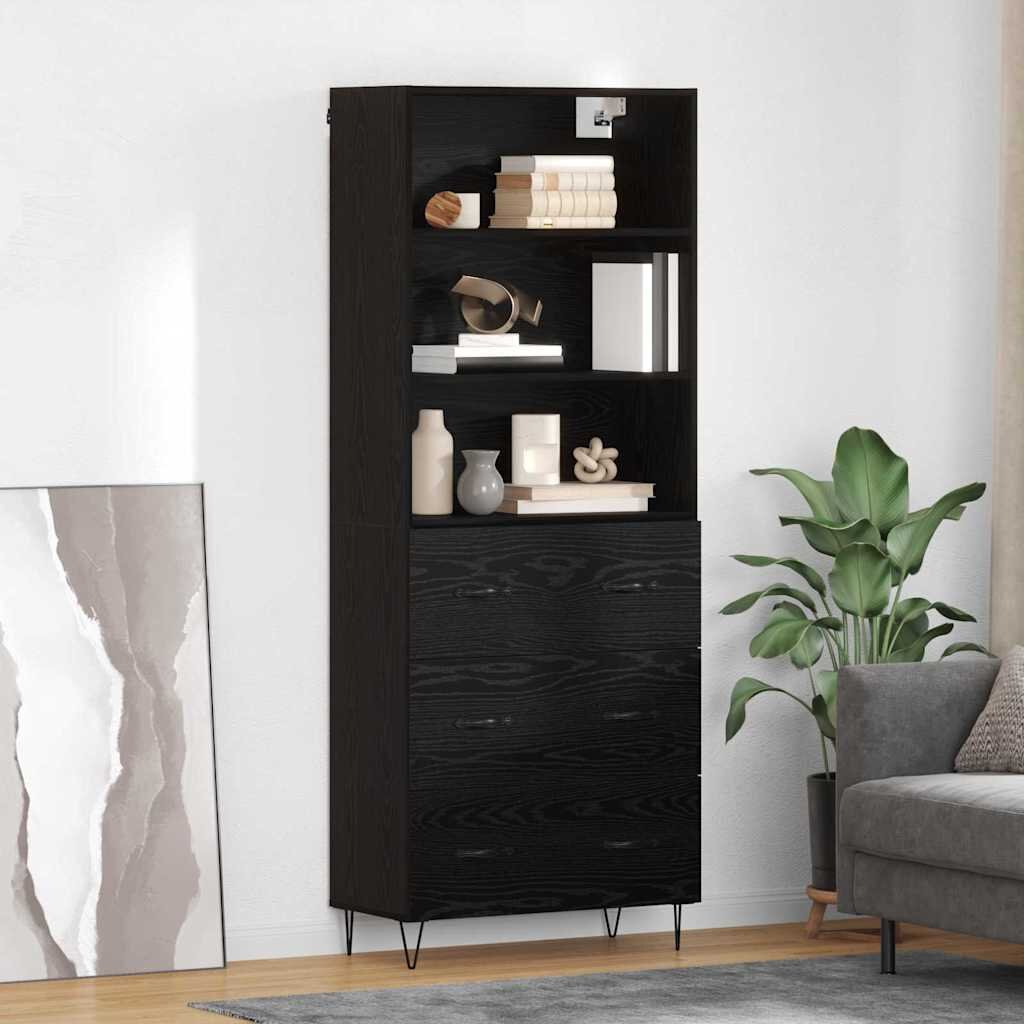 vidaXL Висок шкаф 2 бр. Черния дъб 695 x 34 x 180 см