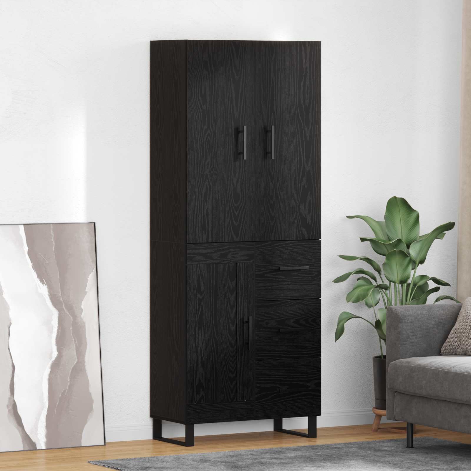 vidaXL Висок шкаф 2 бр. Черния дъб 695 x 34 x 180 см