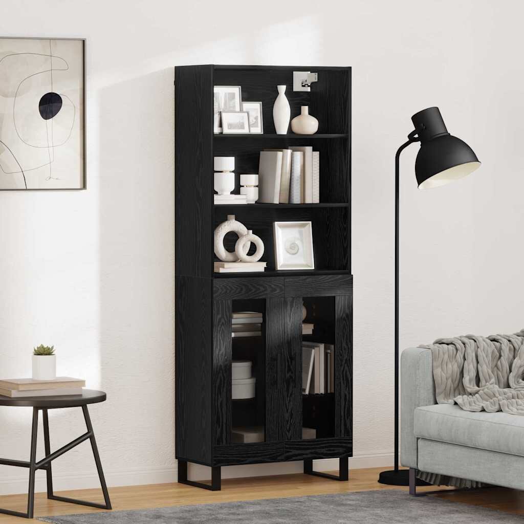 vidaXL Висок шкаф 2 бр. Черния дъб 695 x 34 x 180 см