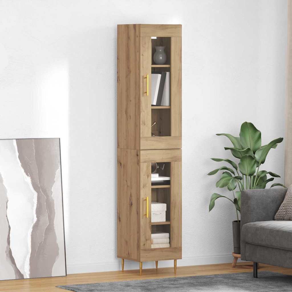 vidaXL Висок шкаф 2 бр. Дъб 345 x 34 x 180 см Инженерна дървесина