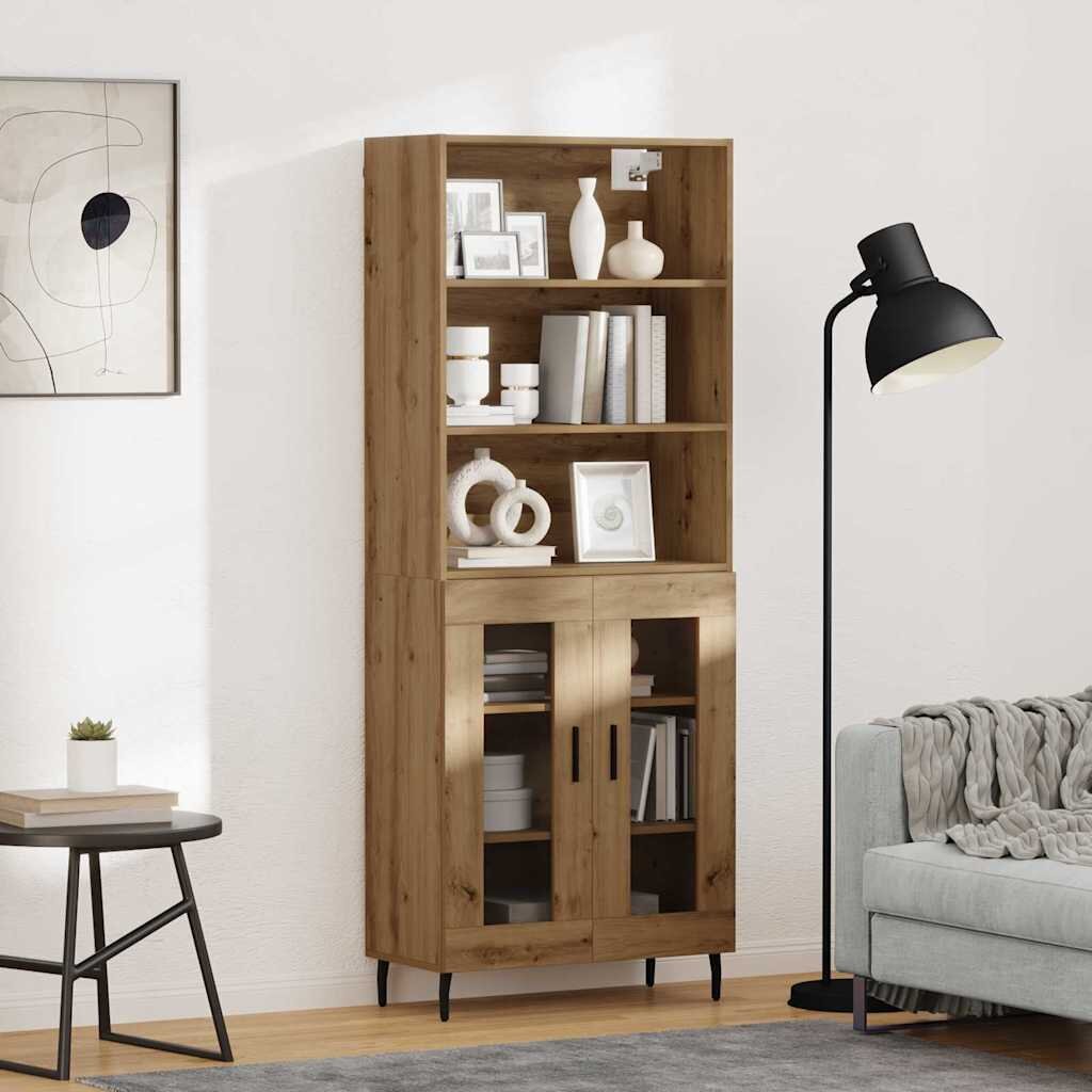 vidaXL Висок шкаф 2 бр. Дъб 695 x 325 x 180 см Инженерна дървесина