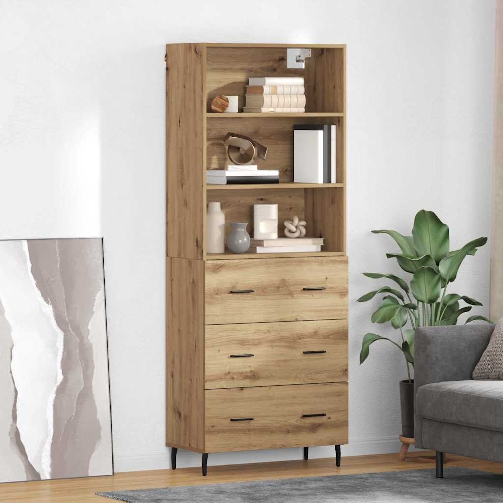 vidaXL Висок шкаф 2 бр. Дъб 695 x 325 x 180 см Инженерна дървесина