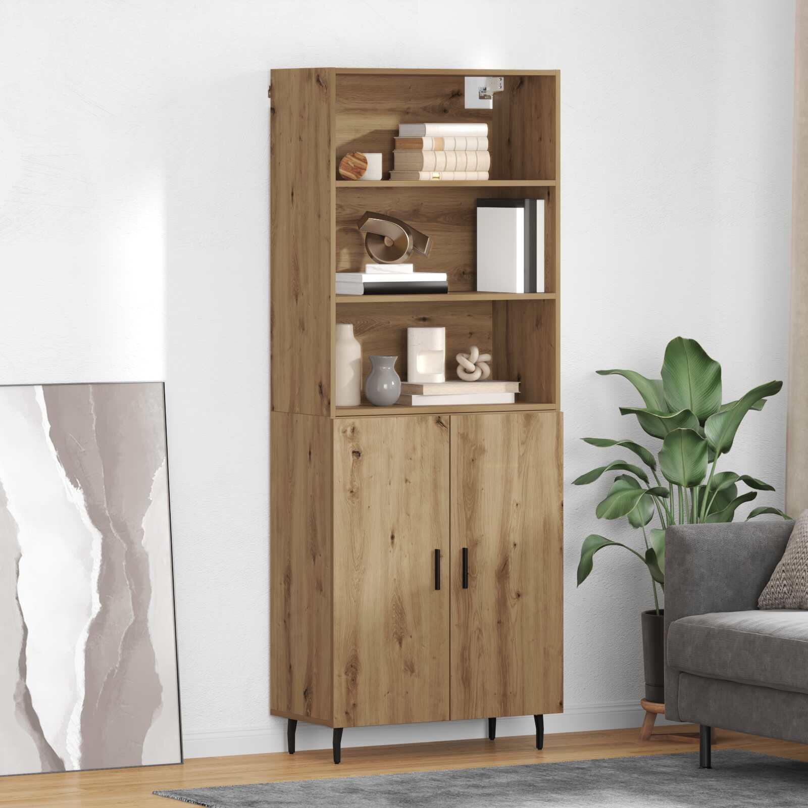 vidaXL Висок шкаф 2 бр. Дъб 695 x 325 x 180 см Инженерна дървесина