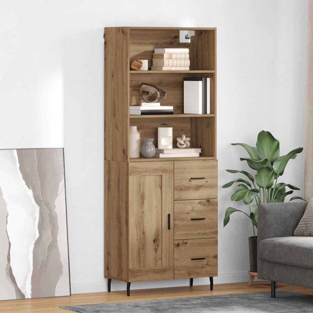 vidaXL Висок шкаф 2 бр. Дъб 695 x 325 x 180 см Инженерна дървесина
