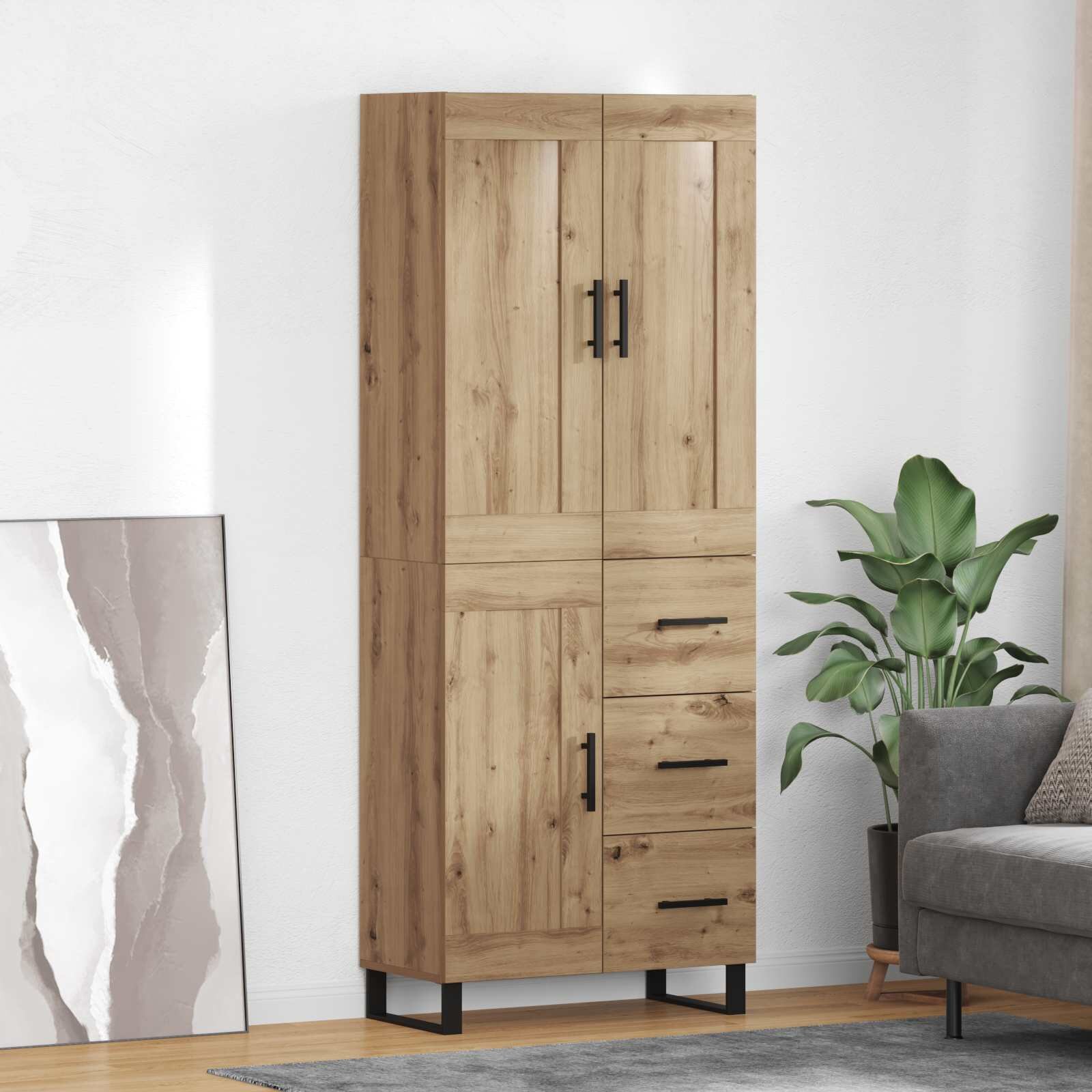 vidaXL Висок шкаф 2 бр. Дъб 695 x 34 x 180 см