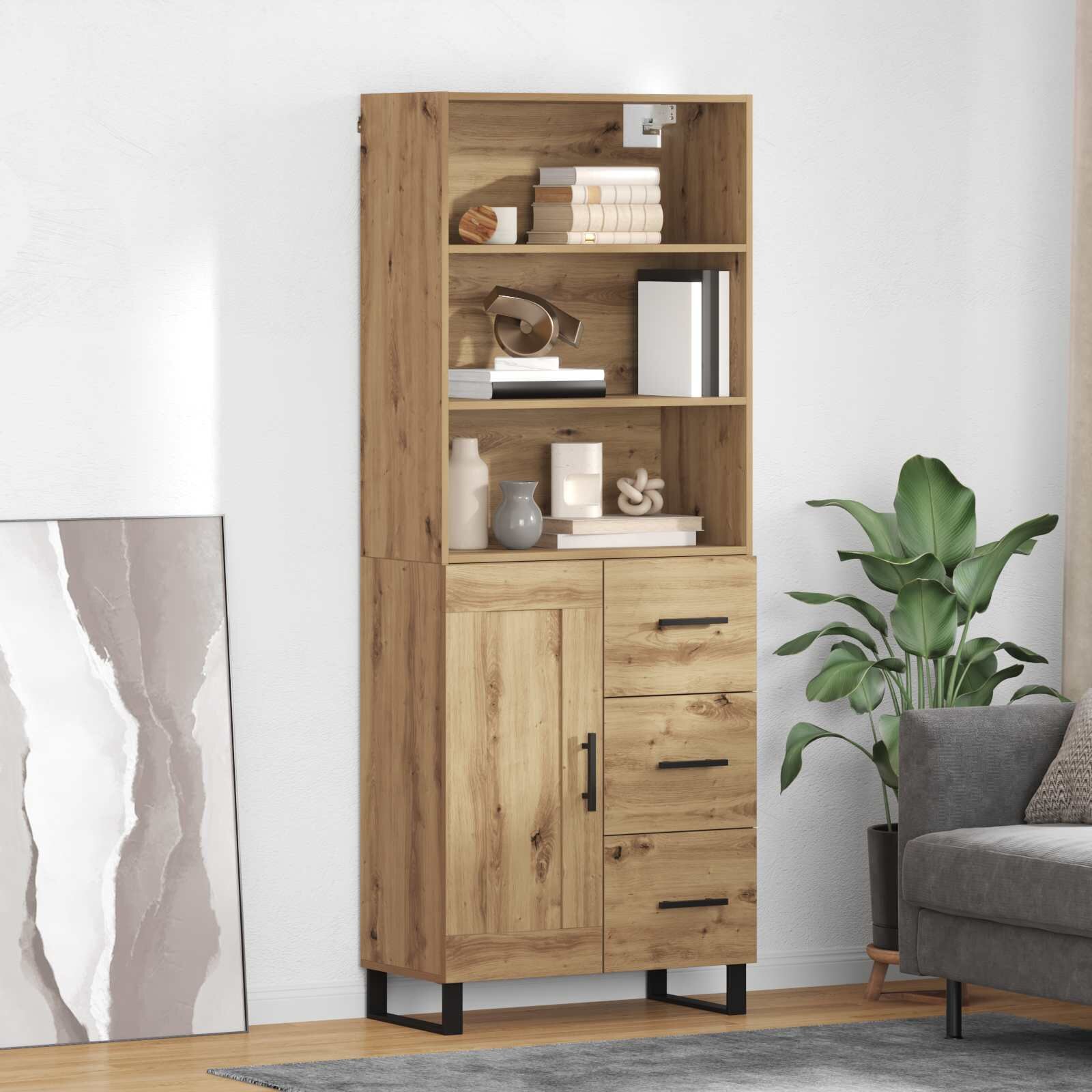 vidaXL Висок шкаф 2 бр. Дъб 695 x 34 x 180 см