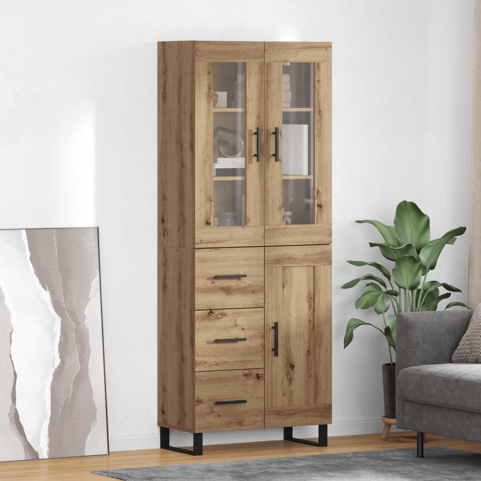 vidaXL Висок шкаф 2 бр. Дъб 695 x 34 x 180 см Инженерна дървесина
