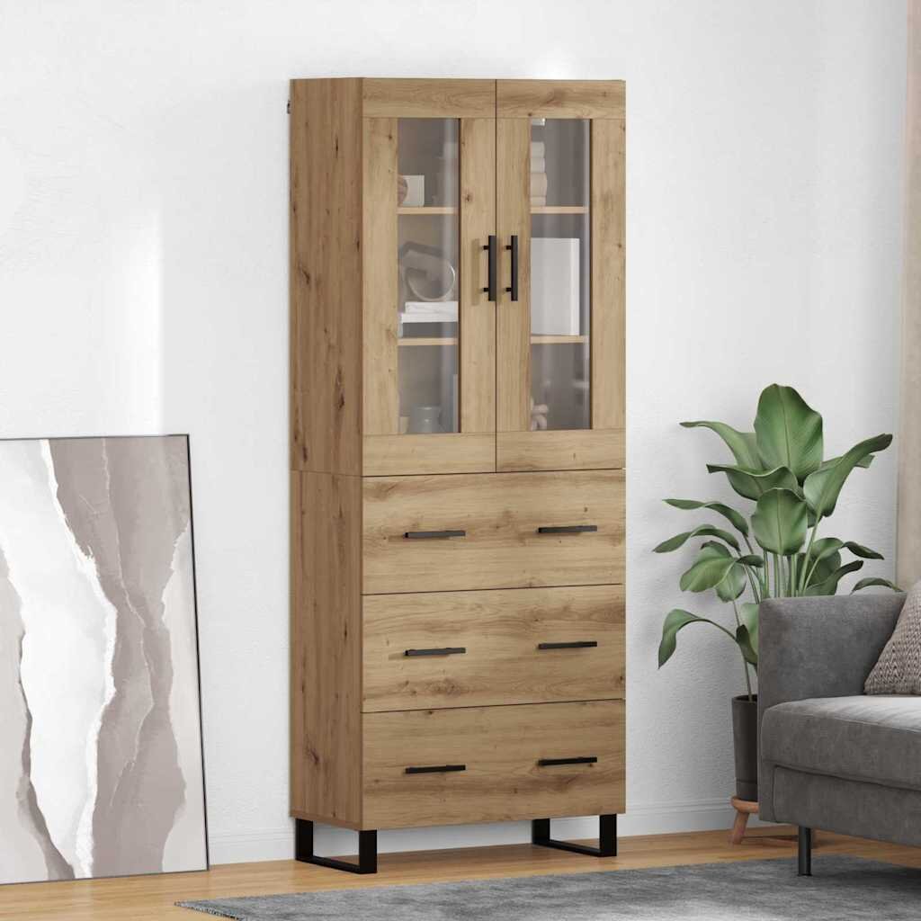 vidaXL Висок шкаф 2 бр. Дъб 695 x 34 x 180 см Инженерна дървесина