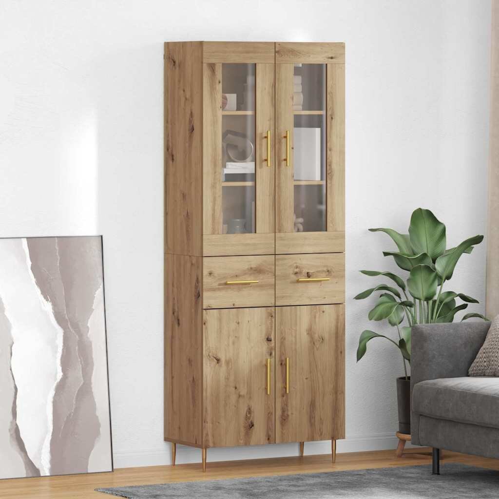 vidaXL Висок шкаф 2 бр. Дъб 695 x 34 x 180 см Инженерна дървесина