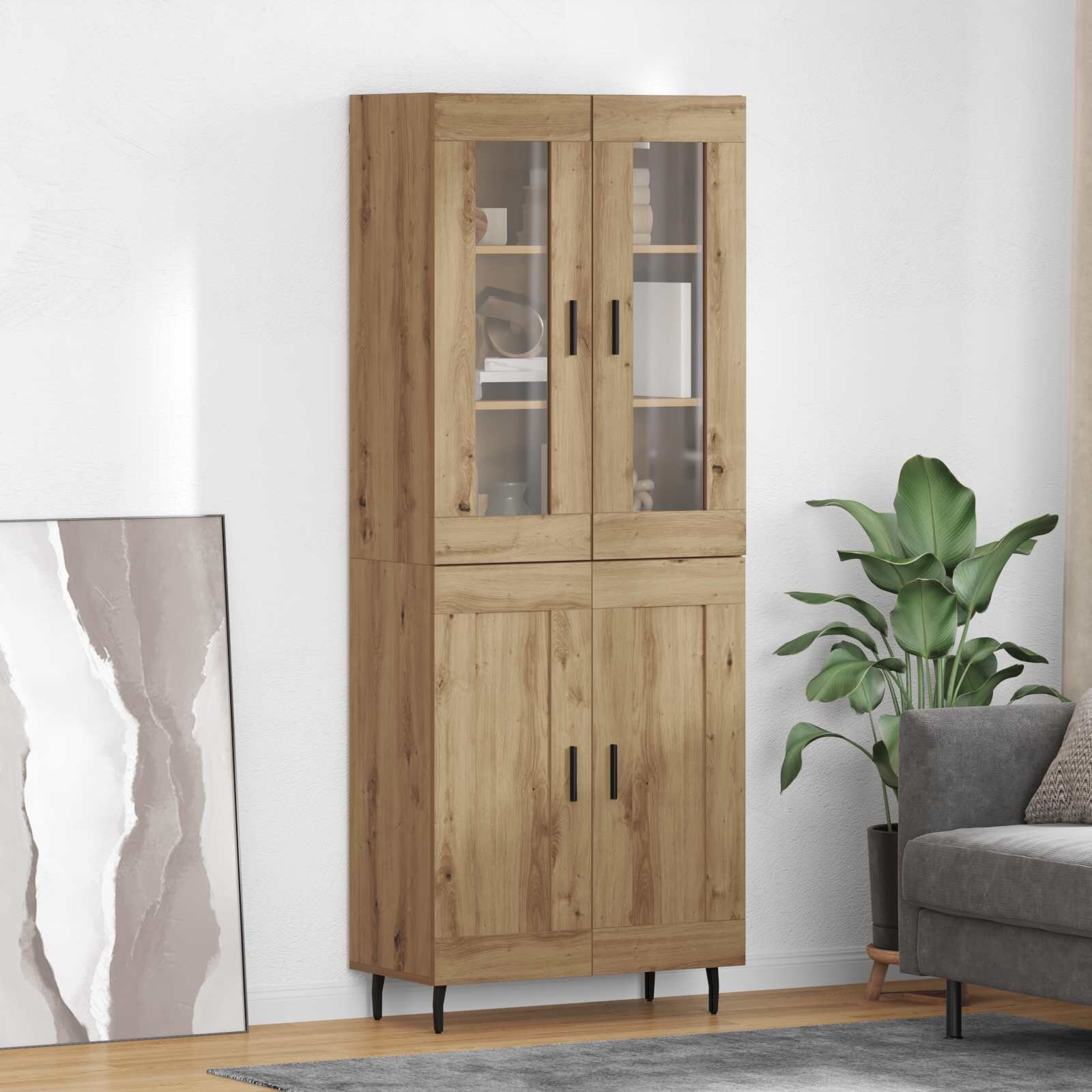 vidaXL Висок шкаф 2 бр. Дъб 695 x 34 x 180 см Инженерна дървесина