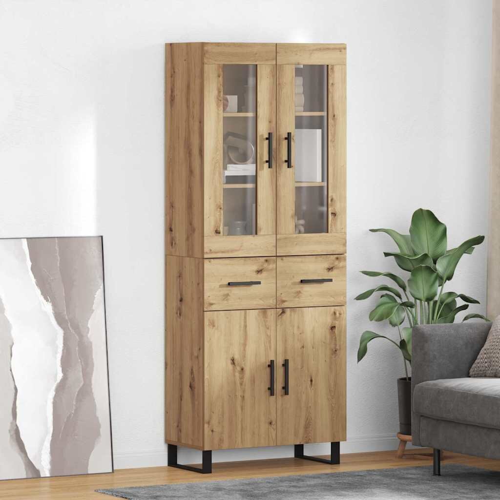 vidaXL Висок шкаф 2 бр. Дъб 695 x 34 x 180 см Инженерна дървесина