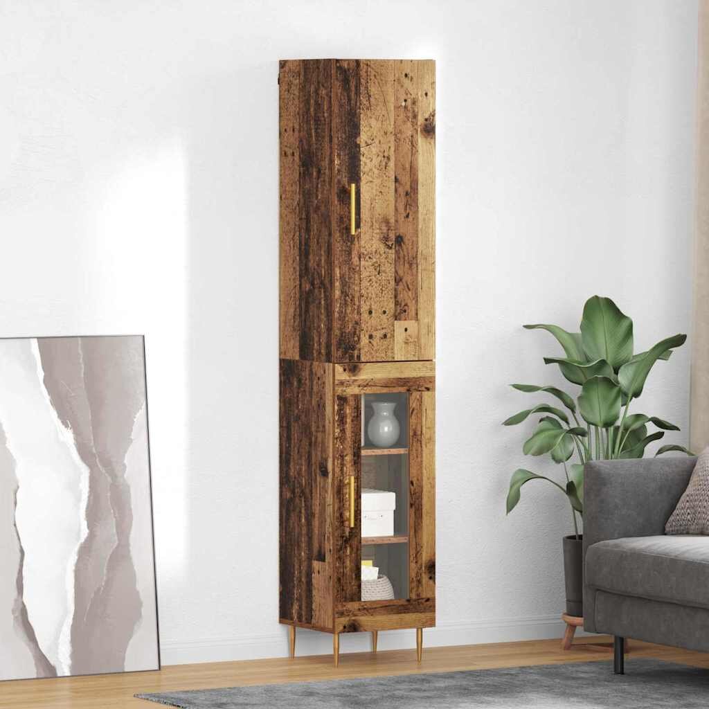 vidaXL Висок шкаф 2 бр. Старо дърво 345 x 34 x 180 см