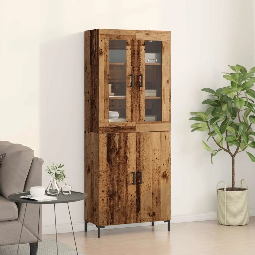 vidaXL Висок шкаф 2 бр. Старо дърво 695 x 34 x 180 см