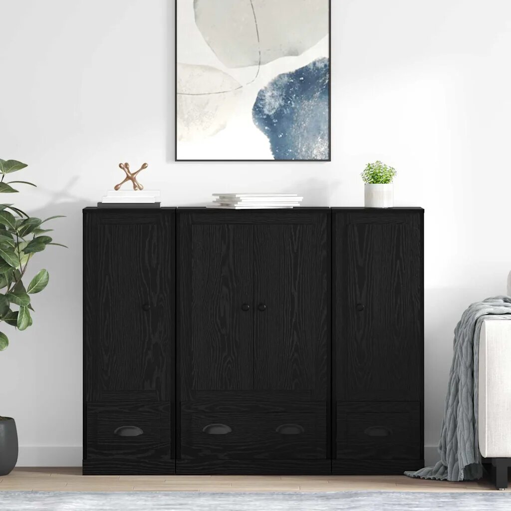 vidaXL Висок шкаф 3 бр. Черния дъб 132 x 355 x 1035 см