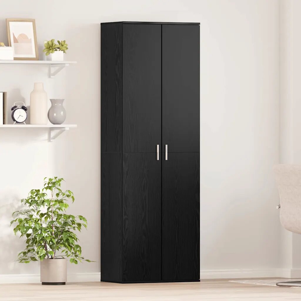 vidaXL Висок шкаф 60 x 35 x 180 см Инженерна дървесина Черен дъб