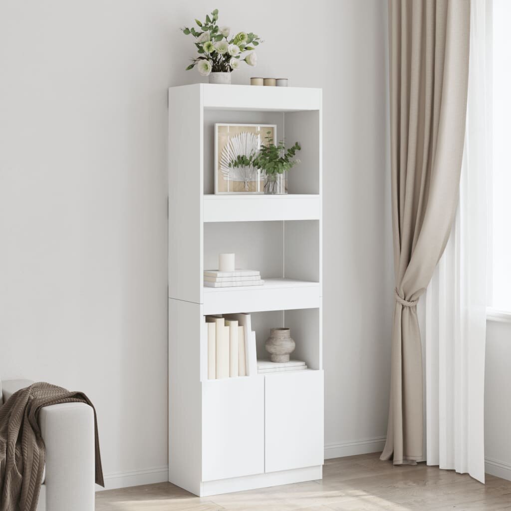 vidaXL Висок шкаф 63x33x180 бял инженерно дърво