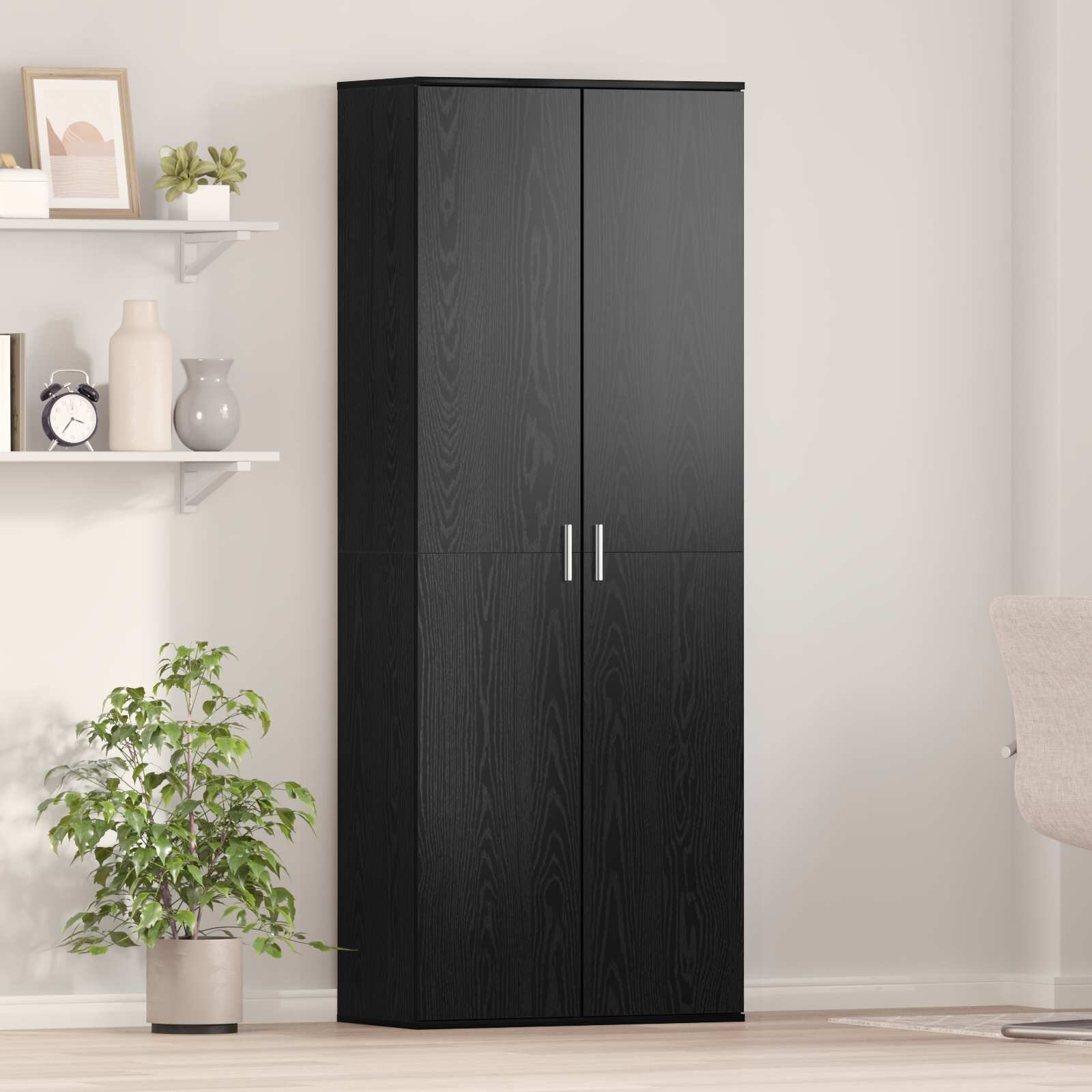 vidaXL Висок шкаф 70 x 33.5 x 180 см Инженерна дървесина Черния дъб