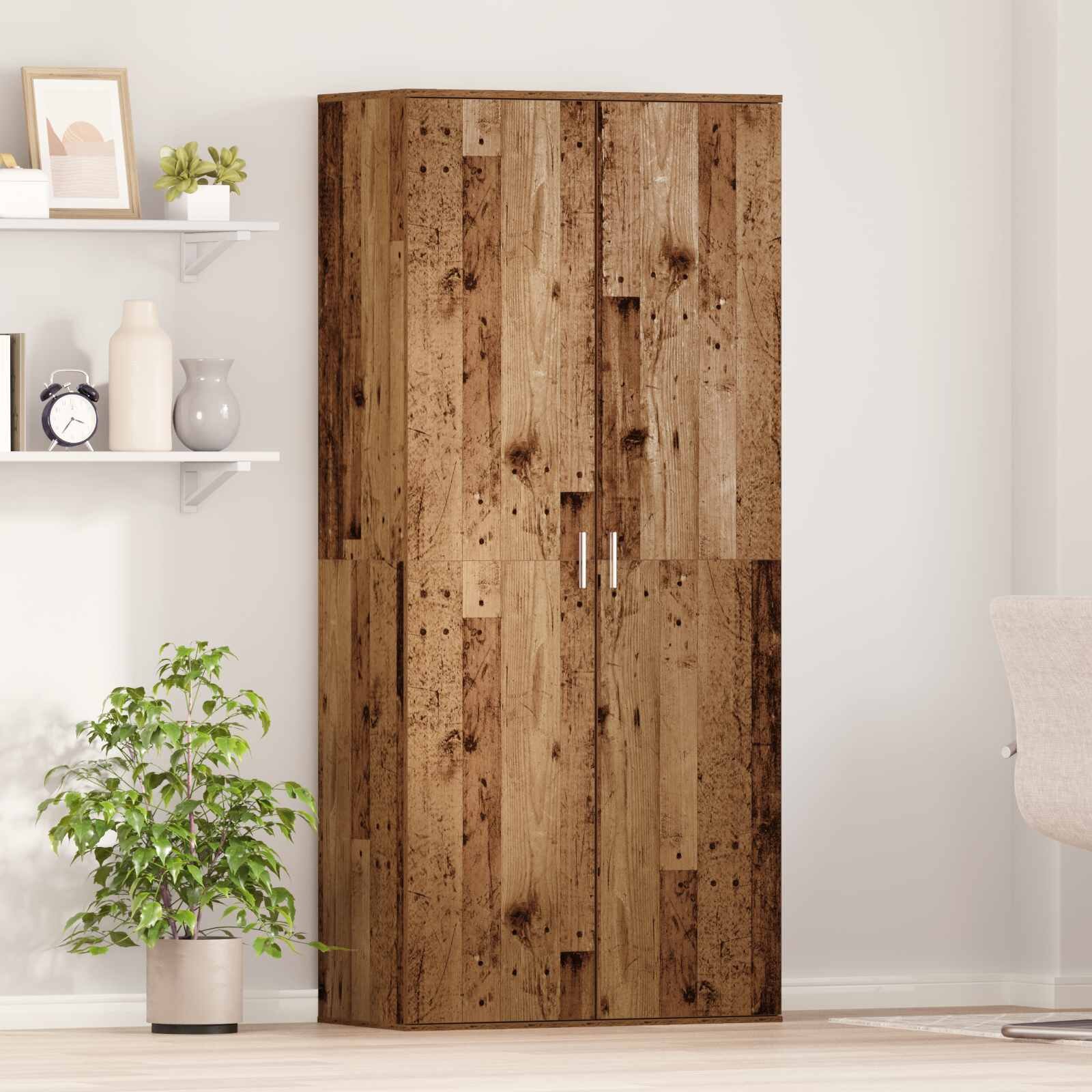 vidaXL Висок шкаф 80 x 39 x 178 см Инженерна дървесина Старо дърво