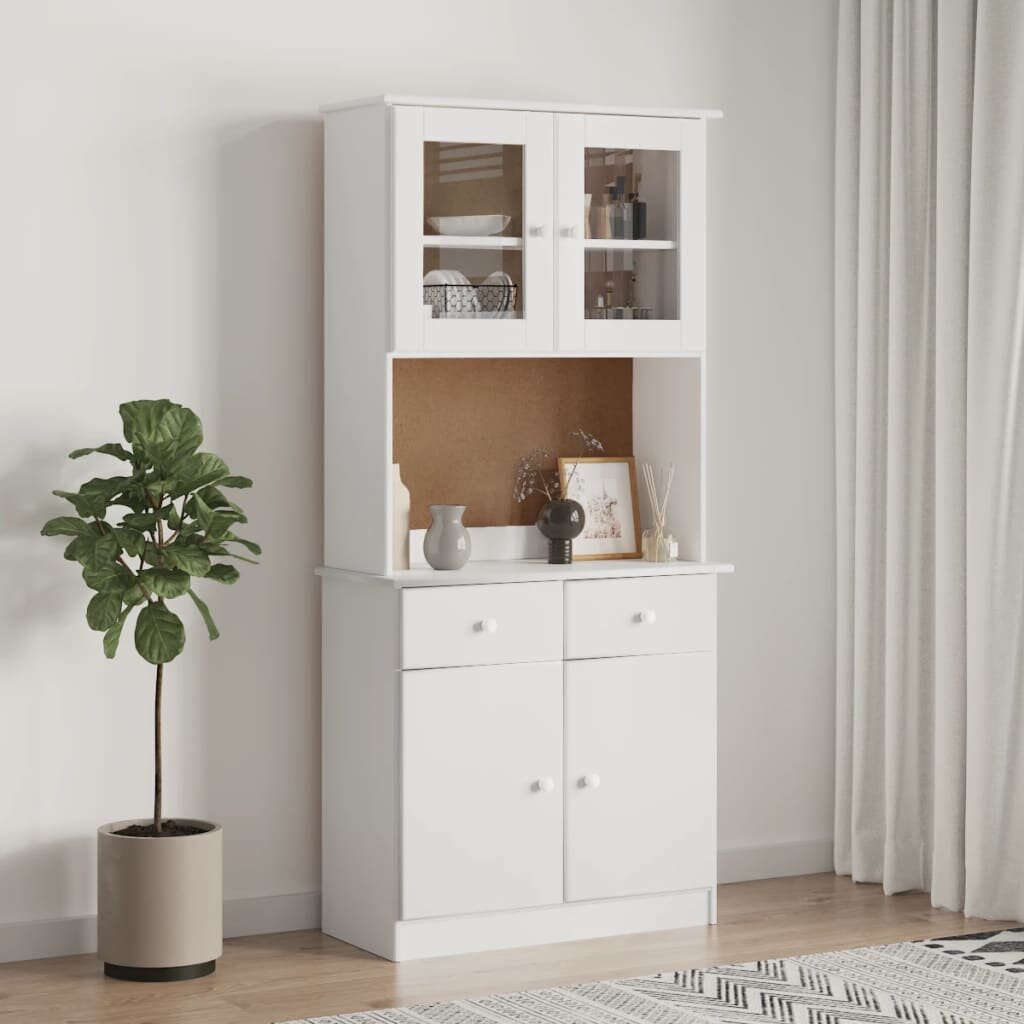 vidaXL Висок шкаф ALTA бял 77x35x165 см борово дърво масив