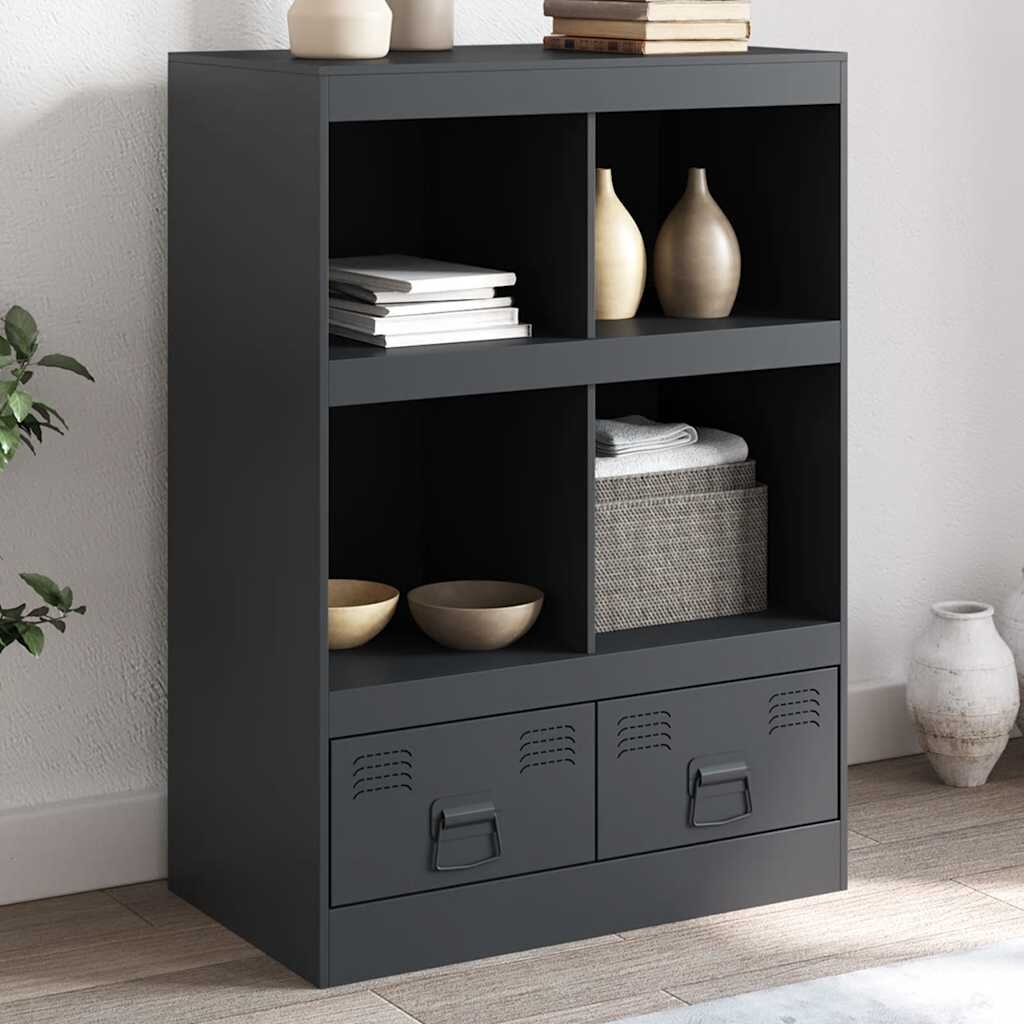 vidaXL Висок шкаф антрацит 67x39x95 см стомана