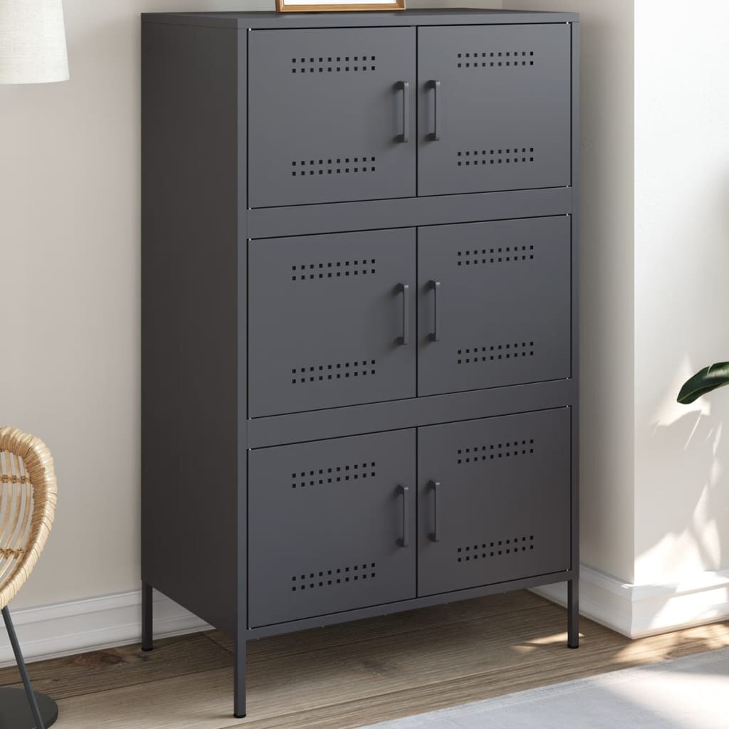 vidaXL Висок шкаф антрацит 68x39x113 см стомана