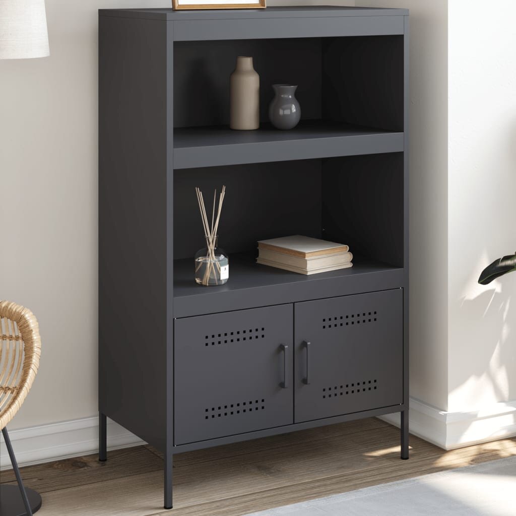 vidaXL Висок шкаф антрацит 68x39x113 см стомана