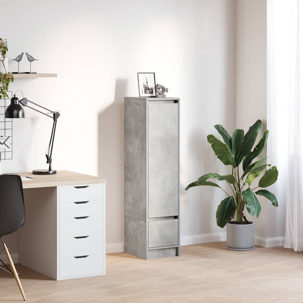 vidaXL Висок шкаф бетонно сив 295x34x1195 см инженерно дърво